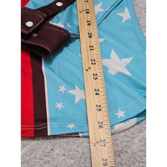 Ranch Dressn Western Style Long Sleeve Pearl Snap Shirt M Stars Stripes Retro - Picture 10 of 14